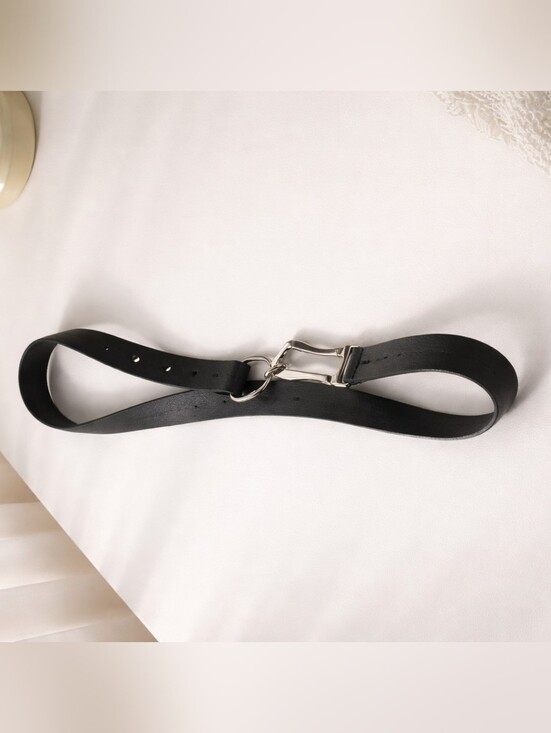 Danier Accessories - Danier Black Leather Belt with Hook Buckle.